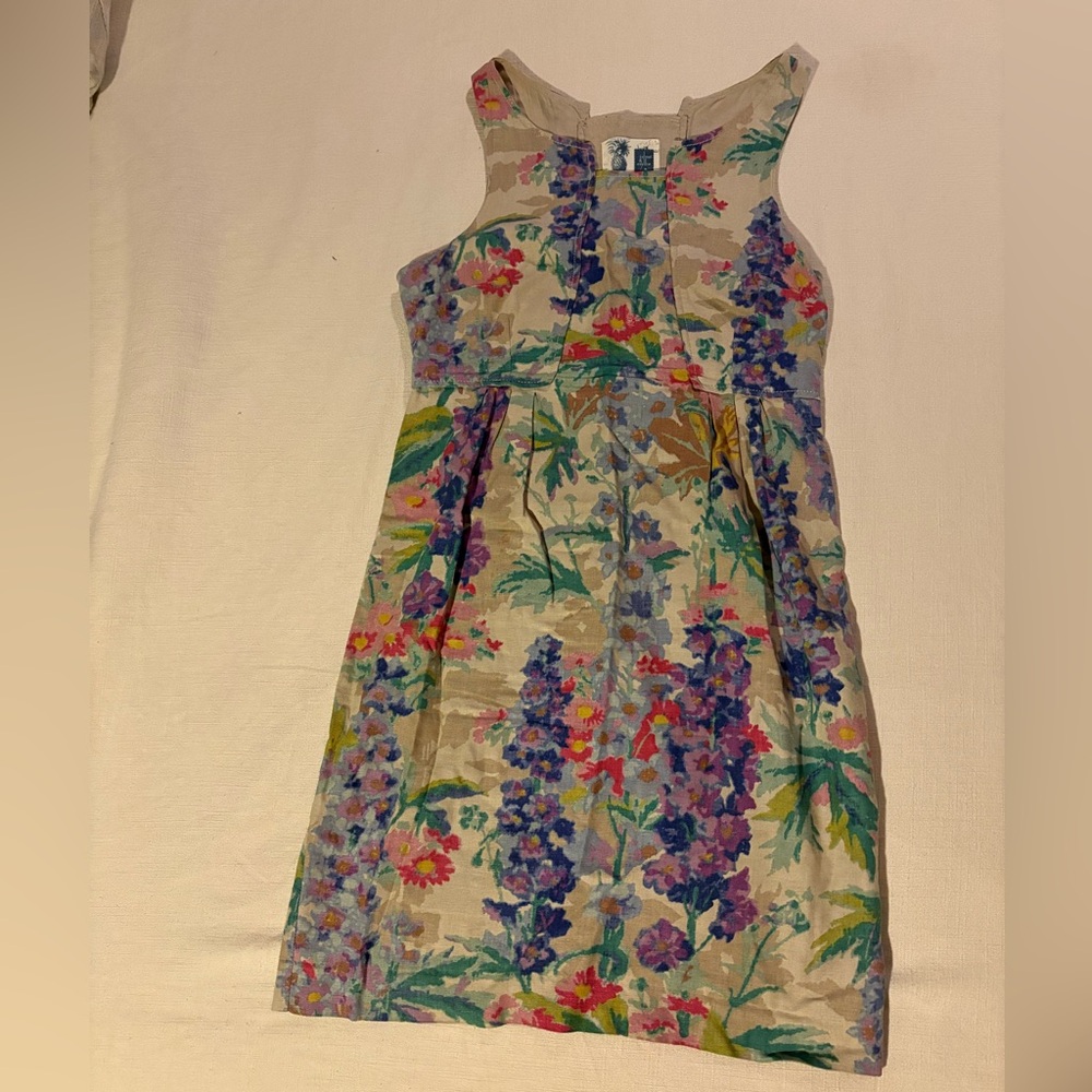 Linen floral sleeveless dress